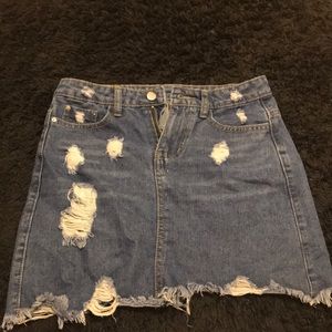 Hollister distressed high waisted jean skirt
